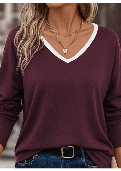 Kadın Uzun Kollu V Yakalı Viskon Iki Iplik Bluz fiyatları