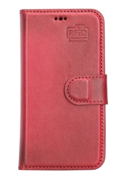 Apple iPhone 13 Mini Uyumlu Deri Cüzdanlı Kılıf V4EF Kırmızı fırsatları