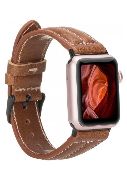 Apple Watch Uyumlu Deri Kordon 42-44-45MM Nm3-As2 Taba indirimleri