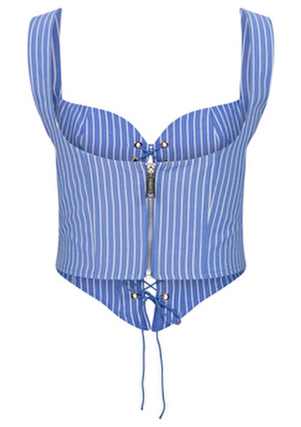 Studio Kadın Yazlık Büstiyer Pamuk Polyester Açık Yaka Kolsuz Indıgo Renk