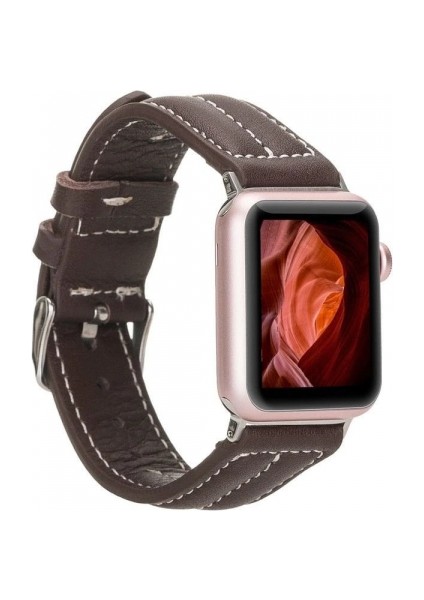 Apple Watch Uyumlu Deri Kordon 42-44-45MM Nm3-As3 Kahve