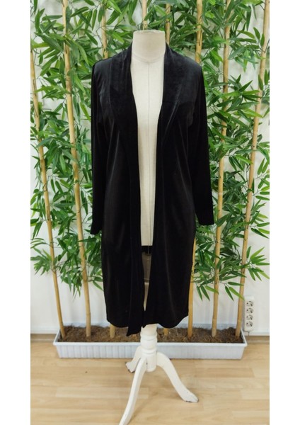 Kadın Uzun Kollu Önü Açık Kolları Uzun Midi Ceket