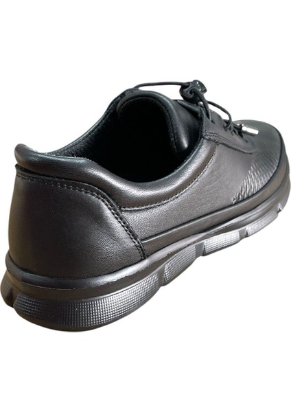 Fabbi 695 Kadın Hakiki Deri Lastikli Faylon Taban Kemik Çıkıntılı Günlük Casual Ayakkabı Siyah indirimleri