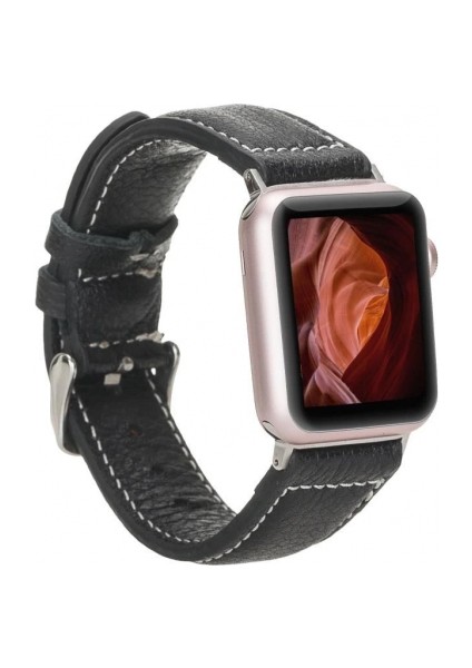 Apple Watch Uyumlu Deri Kordon 42-44-45MM Nm1-As1 Siyah