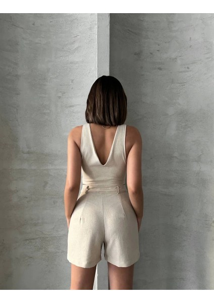 Mtxdpn Şortlu Keten Takım S255014 Bej (Beden: Xl) fırsatları