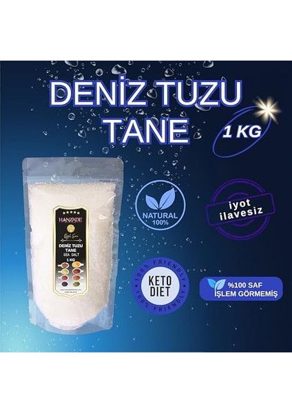 Hanzade Bitkisel Saf Deniz Tuzu Tane Granül Iyot Ilavesiz 1 kg modelleri
