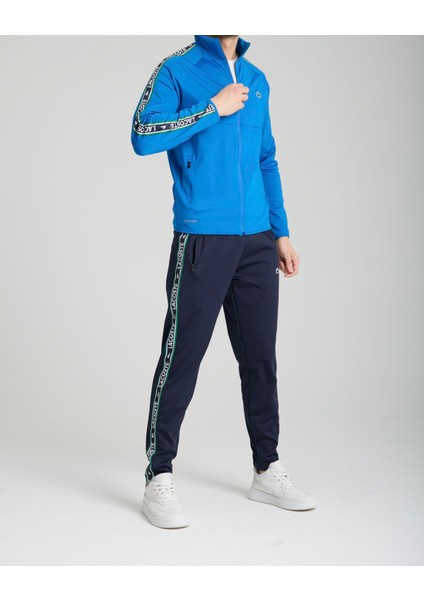 Şeritli Mavi Dar Kesim Erkek Eşofman