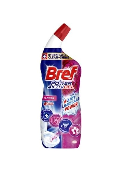 Bref Wc Power Aktiv Jel Çiçek Kokulu Tuvalet Temizleyici 1 x 700 ml , Jel Çiçek 700 ml