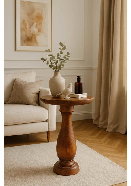 Masif Meşe Ahşap Yan Sehpa – Tekli Mantar Formlu Modern Sehpa fiyatları