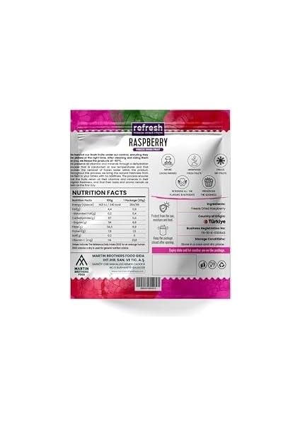 Freeze Dried Frambuaz- Dondurularak Kurutulmuş Meyve - Freeze Dry Meyve Kurusu 20GR