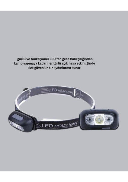 Gece Balıkçılığı Için Ultra Parlak Şarjlı Kafa Lambası | 4 Işık Modu + USB Şarj modelleri
