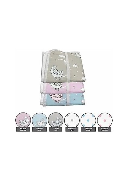 Baby&apos;ness Çanta Boy Bebek Alt Açma Pedi, Sıvı Geçirmez, Leke Tutmaz, Aydede Desenli, Pembe, 40X70CM