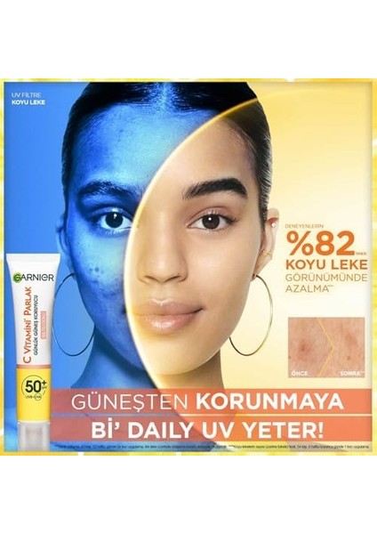 Garnier C Vitamini Parlak Günlük Güneş Koruyucu Fluid Yüz Kremi Işıltılı Doku SPF50, 40 ml fiyatları