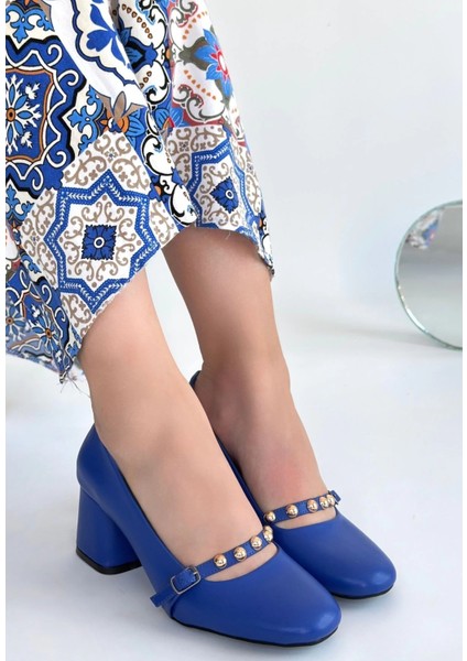 Mtxdpn Tino Mavi Cilt Topuklu Ayakkabı (Numara: 36) fiyatları