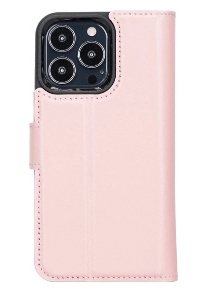 Apple iPhone 13 Pro Uyumlu Deri Cüzdanlı Kılıf Nu2 Pembe fırsatları