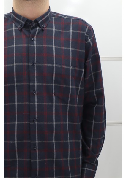 Fistan Store Erkek Bordo Ekose Klasik Kesim Rahat Kalıp Tek Cepli Kışlık Kaşmir Gömlek fiyatları