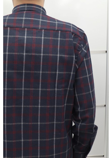 Fistan Store Erkek Bordo Ekose Klasik Kesim Rahat Kalıp Tek Cepli Kışlık Kaşmir Gömlek fırsatları