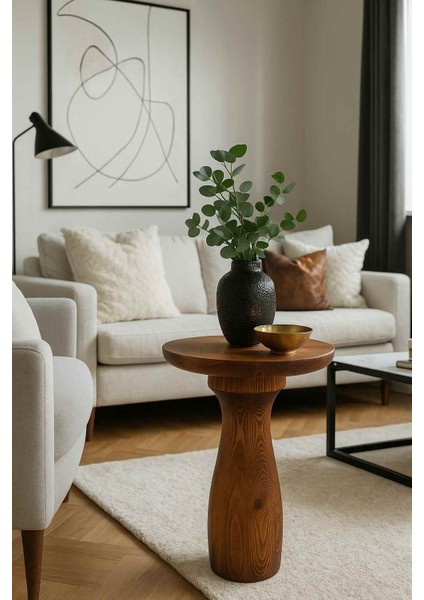 Rustik Meşe Renk Mantar Sehpa – Doğal Masif Ahşap Tekli Sehpa fiyatları