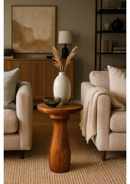 Rustik Meşe Renk Mantar Sehpa – Doğal Masif Ahşap Tekli Sehpa modelleri