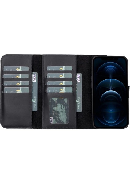 Apple iPhone 13 Pro Uyumlu Deri Cüzdanlı Kılıf Santa G1 Siyah fiyatları