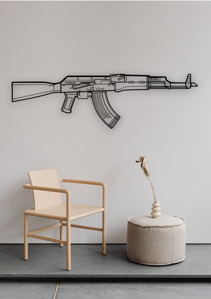 Ak-47 Tüfek Desenli Siyah Metal Duvar Süsü modelleri