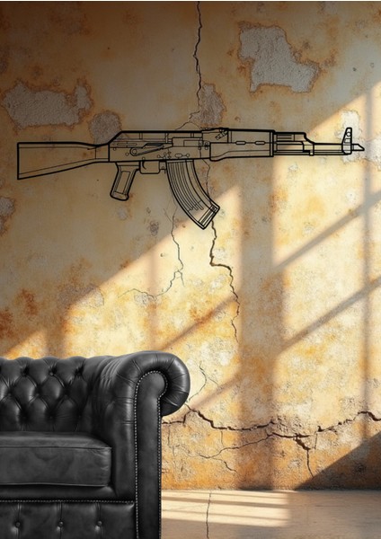Ak-47 Tüfek Desenli Siyah Metal Duvar Süsü fırsatları