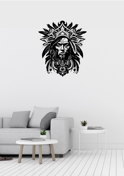 Deadman Kızılderili Adam Figürlü Siyah Metal Tablo