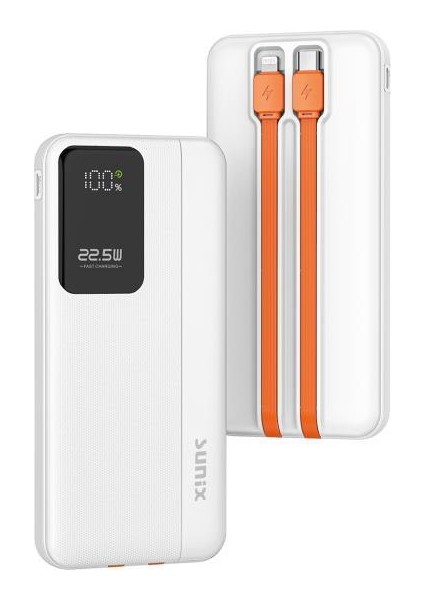 10.000 Mah 22.5W Süper Hızlı Kendinden Kablolu Powerbank Beyaz PB-145
