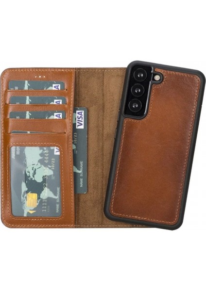 Samsung Galaxy S22 Uyumlu Deri Cüzdanlı Kılıf Mwwn RST2EF Taba indirimleri