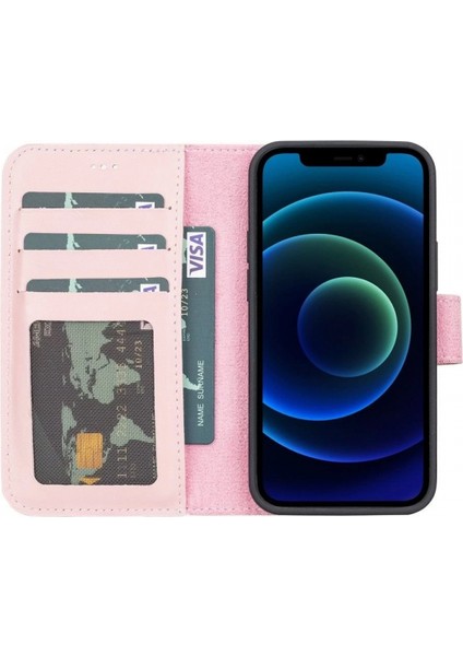 Apple iPhone 13 Mini Uyumlu Deri Cüzdanlı Kılıf Nu2 Pembe fiyatları