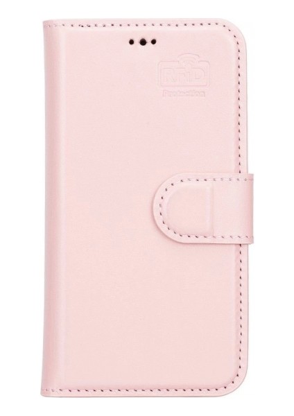 Apple iPhone 13 Mini Uyumlu Deri Cüzdanlı Kılıf Nu2 Pembe fırsatları