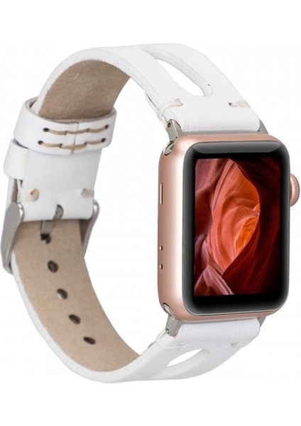 Apple Watch Uyumlu Deri Kordon Ba2 42-44-45MM F3 Beyaz