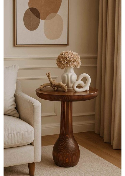 Meşe Renk Masif Ahşap Mantar Sehpa – Tekli Dekoratif Yan Sehpa modelleri