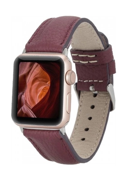 Apple Watch Uyumlu Deri Kordon 42-44-45MM Fl6 Bordo indirimleri