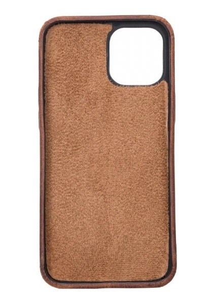 Apple iPhone 12 Pro Max Uyumlu Deri Arka Kapak Rock G2 Kahve modelleri