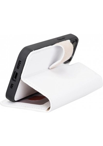 Apple iPhone 13 Mini Uyumlu Deri Cüzdanlı Kılıf F3 Beyaz modelleri