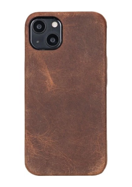 Apple iPhone 13 Mini Uyumlu Deri Arka Kapak Rock G2 Kahverengi