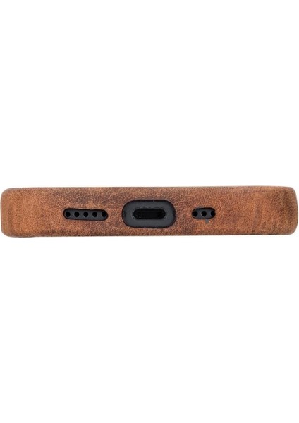 Apple iPhone 13 Mini Uyumlu Deri Arka Kapak Rock G2 Kahverengi fırsatları