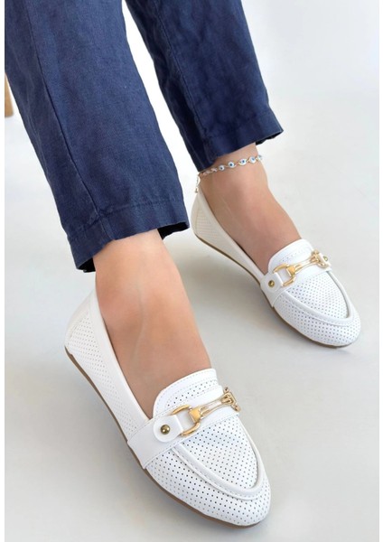 Mtxdpn Rain Beyaz Cilt Babet Ayakkabı (Numara: 38)