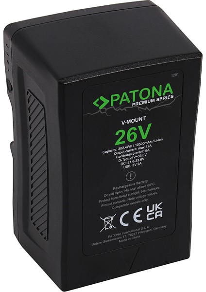 Premium 1291 V-Mount 26V 302WH Kamera ve LED Işık Bataryası fiyatları