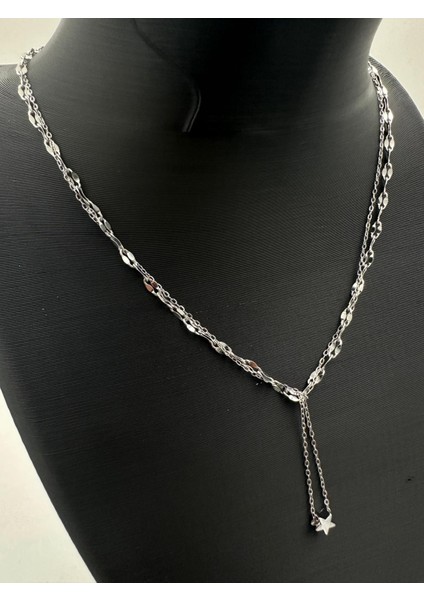 Gümüş Renk Zincir Yıldız Detaylı Kadın Kolye fiyatları