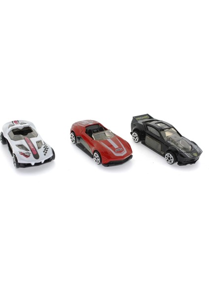 Die Cast Metal 3'lü Yarış Arabaları Siyah Araçlı modelleri