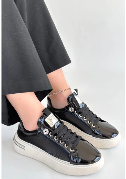 Mtxdpn Hley Siyah Rugan Paraşüt Detaylı Bağcıklı Spor Ayakkabı (Numara: 37)