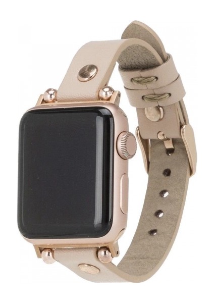 Apple Watch Uyumlu Deri Kordon 42-44-45MM Rt Erc3 Bej