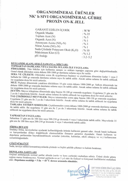 Proxın On K Jell 5-0-10 Organik Madde %30 – Potasyum Ağırlıklı Jel Form Gübre 20 kg – Yüksek Teknoloji Bitki Besleme fiyatları