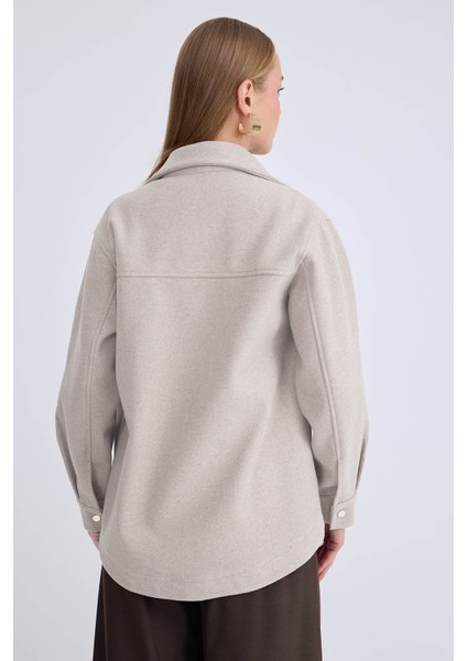 Düşük Omuz Cepli Kaşe Ceket modelleri