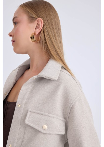 Düşük Omuz Cepli Kaşe Ceket fırsatları