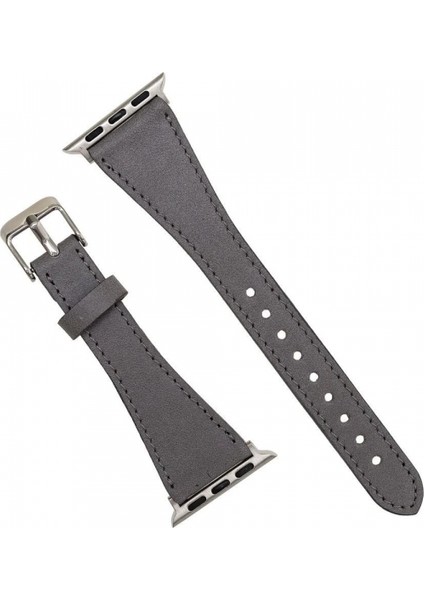 Apple Watch Uyumlu Deri Kordon 42-44-45MM Slim Rst9 Gri fırsatları