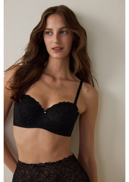 Siyah Lotus Lace Sütyen