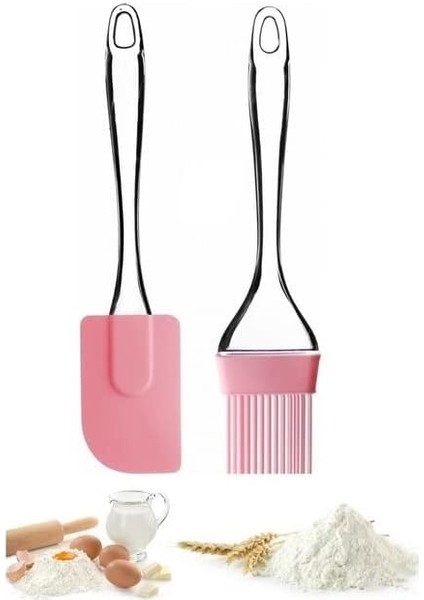 Spatula ve Fırça Seti, Silikon Yağ Fırçası, Silikon Yağ Sos Yumurta Fırçası, Damla Saplı Mutfak Hamur Spatula